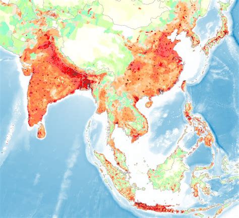 Carte De La Densit De La Population En Asie Du Sud Et De L Est