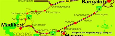 Route Map From Bangalore To Coorg Tourist Map Of English