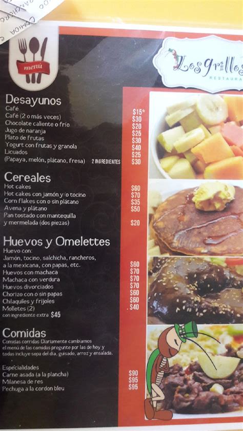 Carta De Restaurant Los Grillos Hermosillo