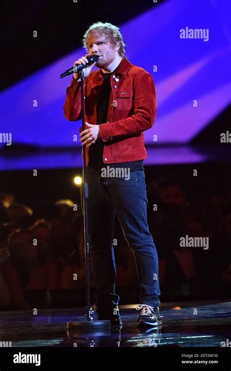 EDITORIAL USE ONLY Ed Sheeran Performs On Stage At The Brit Awards At