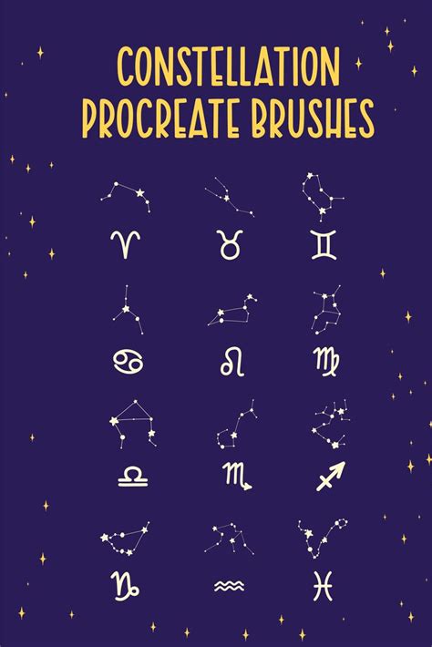 55 Constellation Procreate Brushes Zodiac Procreate Stamps Celestial