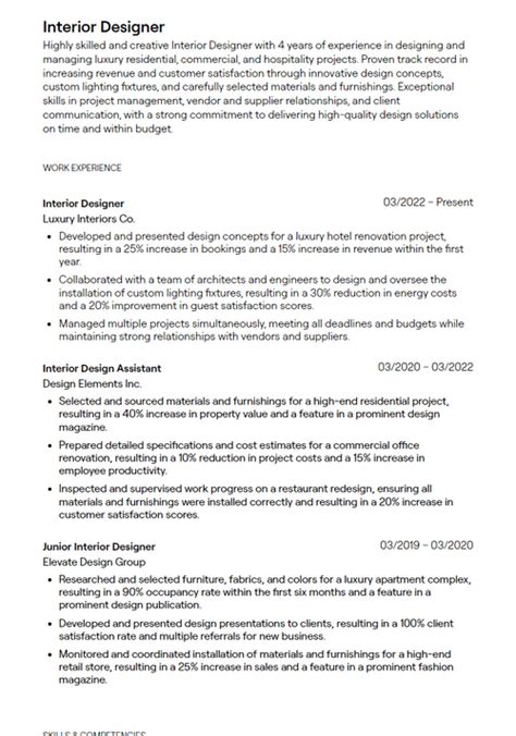 1+ Interior Designer Resume Examples [with Guidance]