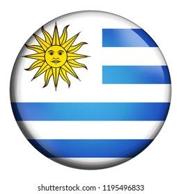 Uruguay Round Flag Glossy Icon Stock Vector Royalty Free