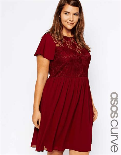 Asos Curve Asos Curve Exclusive Skater Dress With Lace Sweetheart