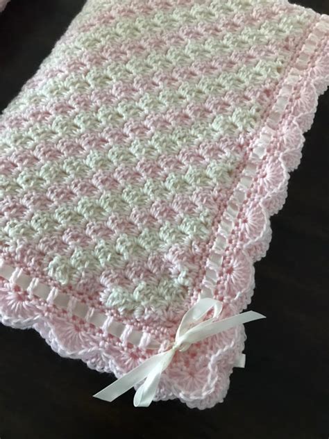 Crochet Pink Baby Blanket Handknit Baby Blanket Handmade Baby Blanket