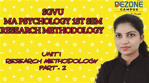 Sgvu Ma Psy St Sem Research Methodology Unit Approaches