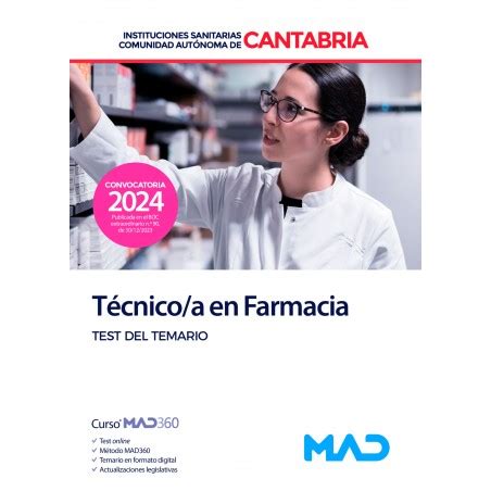 Técnico a en Farmacia Test del temario Instituciones Sanitarias Cantabria