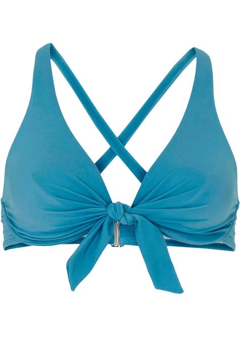 Neu Bügel Bikini Oberteil Gr 80 Cup C Graublau Damen Bademode Bade BH