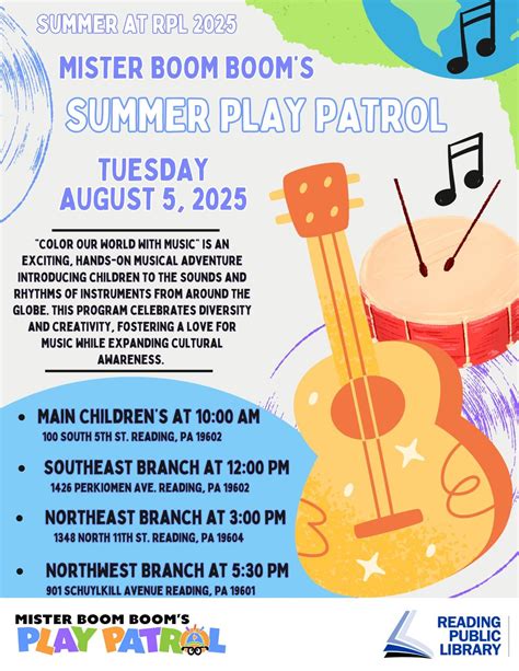 Mister Boom Booms Summer Play Patrol: Summer@RPL 2025 at Reading Public