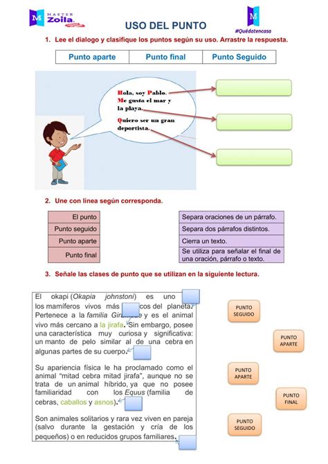 Uso Del Punto Interactive Worksheet Uso Del Punto Tipos De Texto