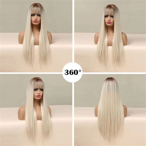 Faux Cheveux Extensions Lc Perruque Synth Tique Longue Lisse