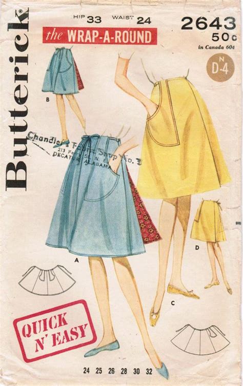 1960s Butterick 2643 Vintage Sewing Pattern Misses Flared Wrap Etsy