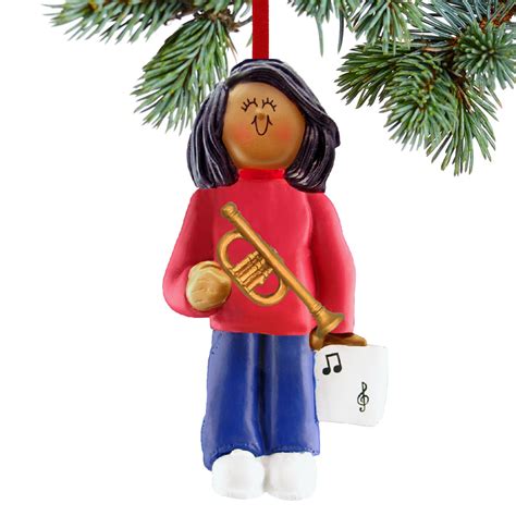 Trumpet Player Female Christmas Ornament Personalized Christmas