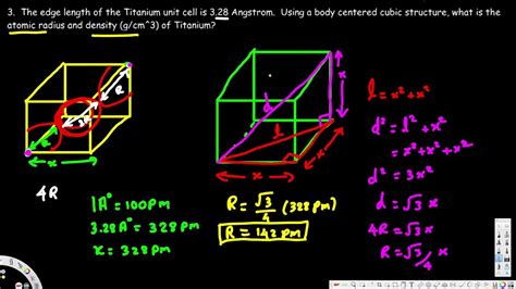 Unit Cell Chemistry Atomic Radius Density And Edge Length Calculations