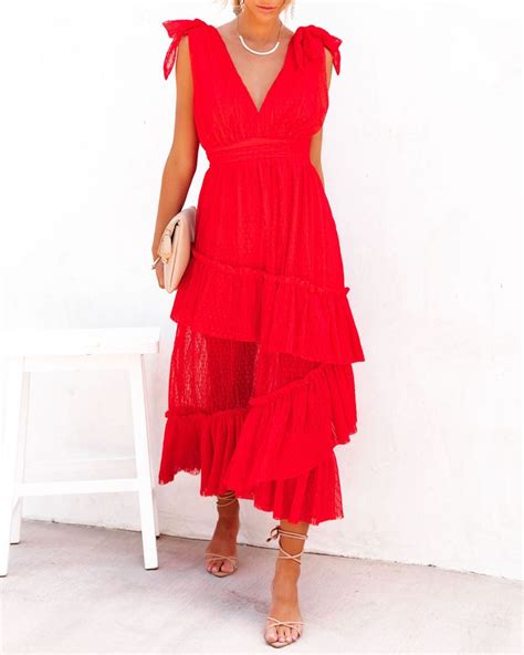 Carrie In Paris Tiered Tulle Midi Dress Red In 2022 Tulle Midi Dress Red Midi Dress Midi Dress