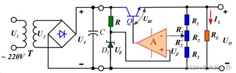 线性串联反馈式稳压电路原理分析 Csdn博客