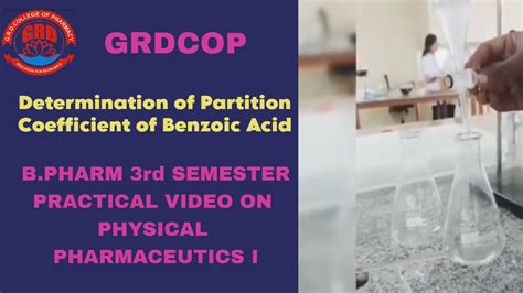 DETERMINATION OF PARTITION COEFFICIENT OF BENZOIC ACID PHYSICAL