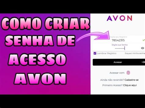 COMO CRIAR SENHA DE ACESSO NO APP MINHA AVON YouTube