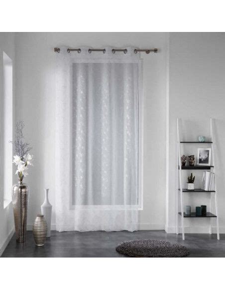 Panneau à oeillets 140 x 240 cm Voile sablé applique Dalya Blanc