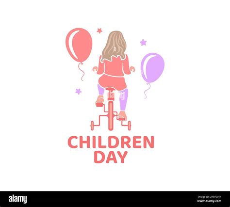 Enfant petite fille manèges un vélo ballons et étoiles logo Journée