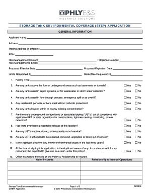 Fillable Online Storage Tank Pollution Liability Application Amwins