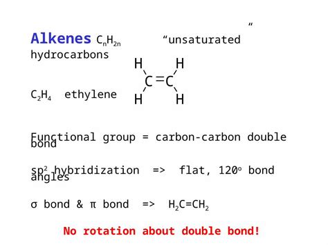 Ppt Alkenes C N H 2n “unsaturated” Hydrocarbons C 2 H 4 Ethylene Functional Group Carbon