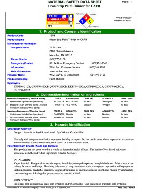 Paint Thinner Ingredients - Fill and Sign Printable Template Online