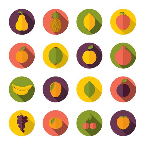 Set Of Fruits Icons Vector Art At Vecteezy