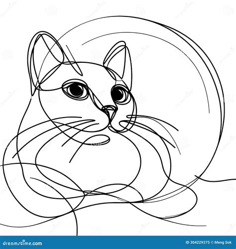 Un Dibujo En Blanco Y Negro De Un Gato Con Grandes Ojos De Bigotes