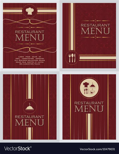 Set Restaurant Menu Design Cover Template In Vector Image