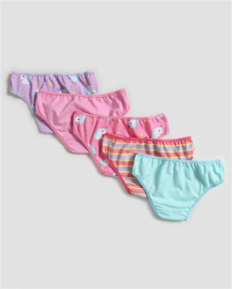 Riachuelo Kit calcinha infantil 5 peças unicórnio e arco íris rosa