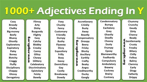 Adjectives Ending In Y Artofit