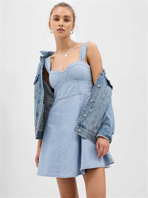 Sweetheart Denim Mini Dress Gap