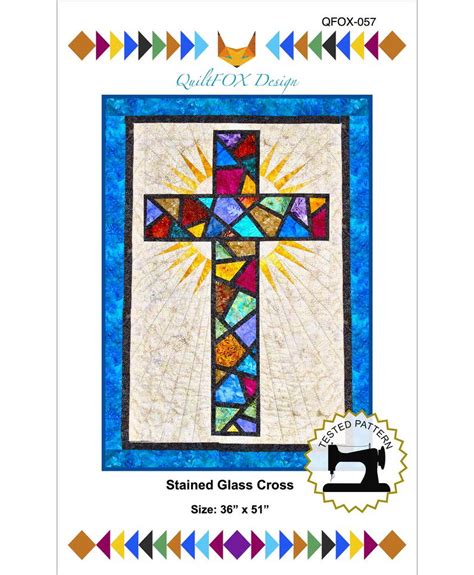 Stained Glass Cross Christian Cross Cross Quilt Pattern Size 36 X