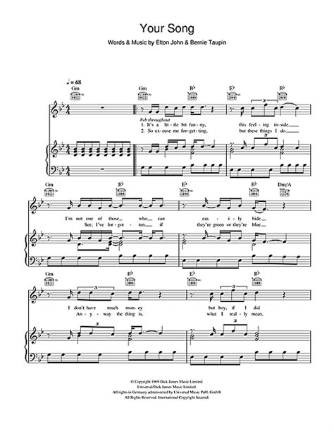 Ellie Goulding "Your Song" Sheet Music for Piano Chords/Lyrics ...