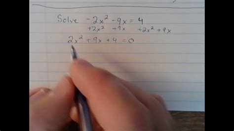 Solve 2x 2 9x 4 YouTube