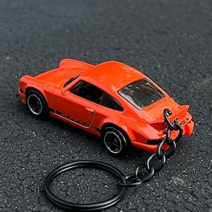 Orange Porsche 911 Carrera RS 2 7 Hot Wheels Keychain Custom Made Miniature Collectible Perfect