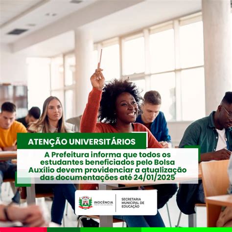 Bolsa Auxílio Para Estudantes Universitários 2025 - Inocência - Atualização de Documentação para Renovação do Bolsa Auxílio ...
