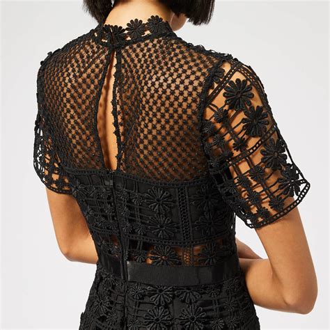 Self Portrait Floral Lattice Lace Dress In Black Lyst