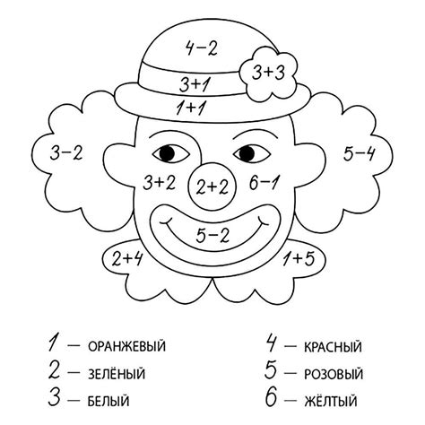 Раскраска Клоун (сложение и вычитание до 10) | распечатать раскраски ...