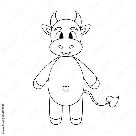 Little goby. Baby cow with a cute belly. Calf. Sketch. Vector ...