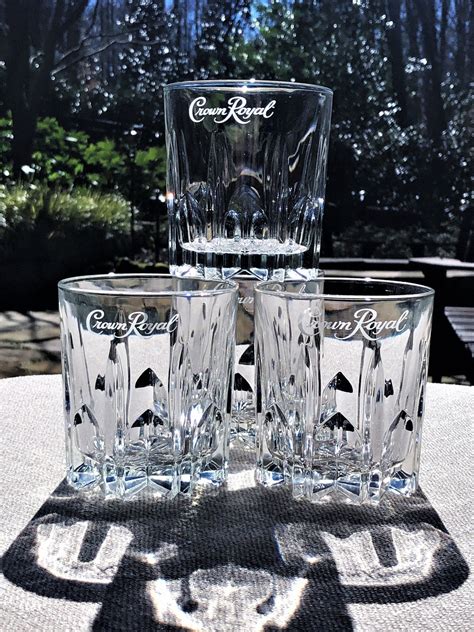 Four Etched Crown Royal Whiskey Rocks Glasses Starburst Base Etsy