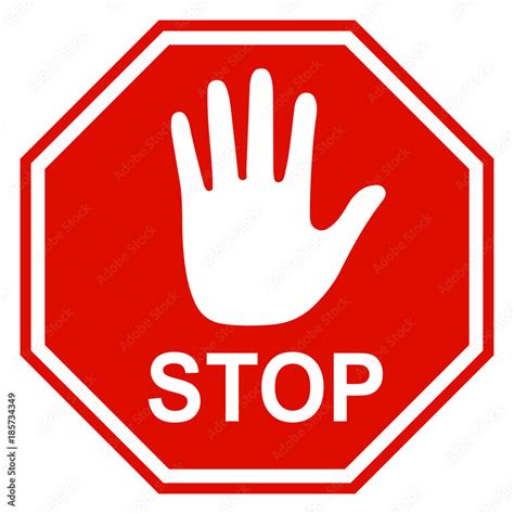 Stop sign icon with hand - vector Stock Vector | Adobe Stock