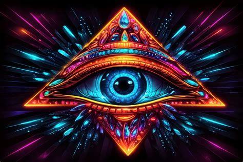 All Seeing Eye Neon Style Wallpaper Graphic by Forhadx5 · Creative Fabrica