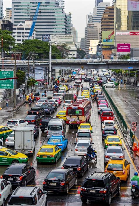 Rush Hour Big Heavy Traffic Jam In Busy Bangkok Thailand Editorial