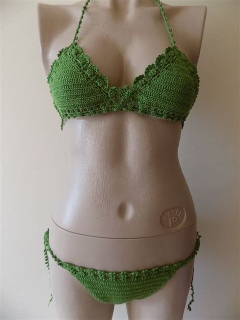 Crochet Green Bikini Summer Trends Women Bikini By Pompomhats