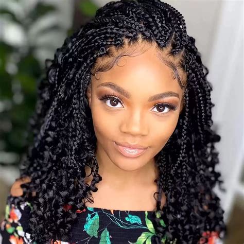 Goddess Box Braids Crochet Hair 10 Inch Bohemian Box Braids Crochet Hair With Curly Ends Boho 3x