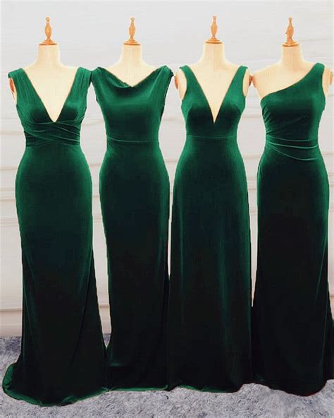 Emerald Green Velvet Bridesmaid Dresses Different Styles Velvet