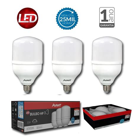 Pack L Mpada Led Bulbo Hp W Bivolt Casa Rcio Avant