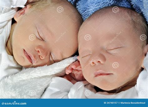 Adorable Twins Sleeping Together Stock Image Image Of Child